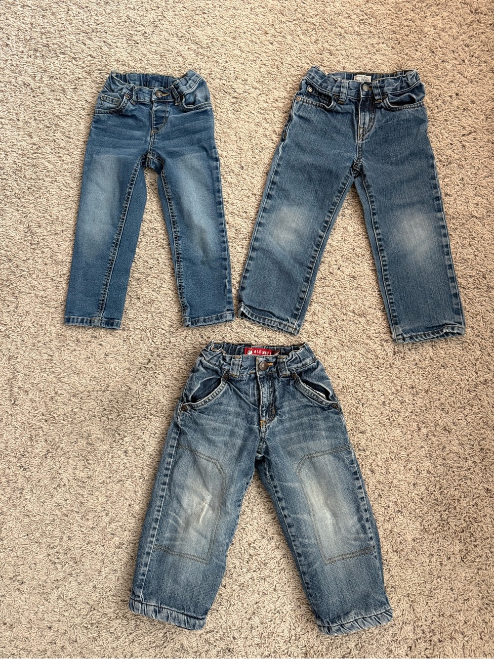 Bundle of 3 Boys Jeans 3T Fleece Pants and Non-Fleece Pants
